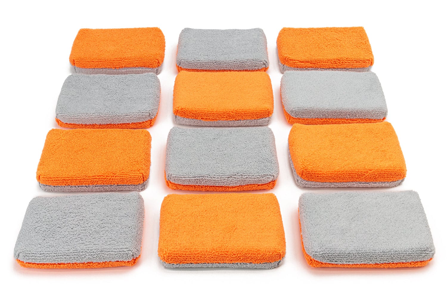 Autofiber Sponge Orange/Gray Thin [Saver Applicator Terry] Microfiber Coating Applicator Sponge with Plastic Barrier  - 12 pack