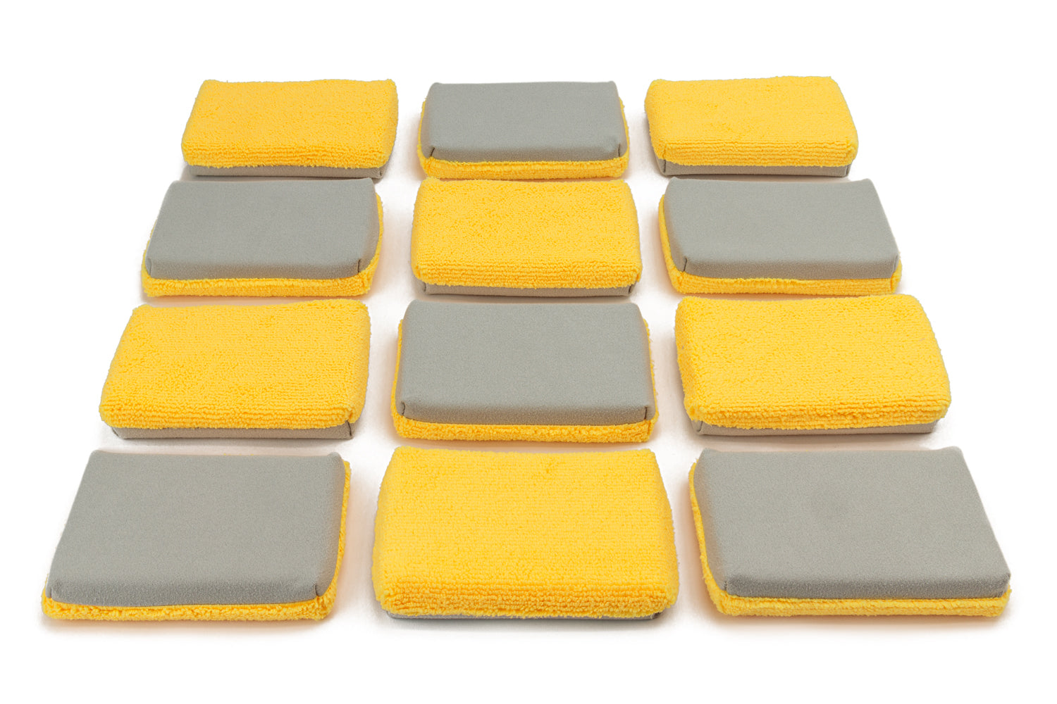 Thin [Saver Applicator] Half/Half Microfiber Coating Applicator Sponge with Plastic Barrier (One Side Suede, One Side Terry)  - 12 pack