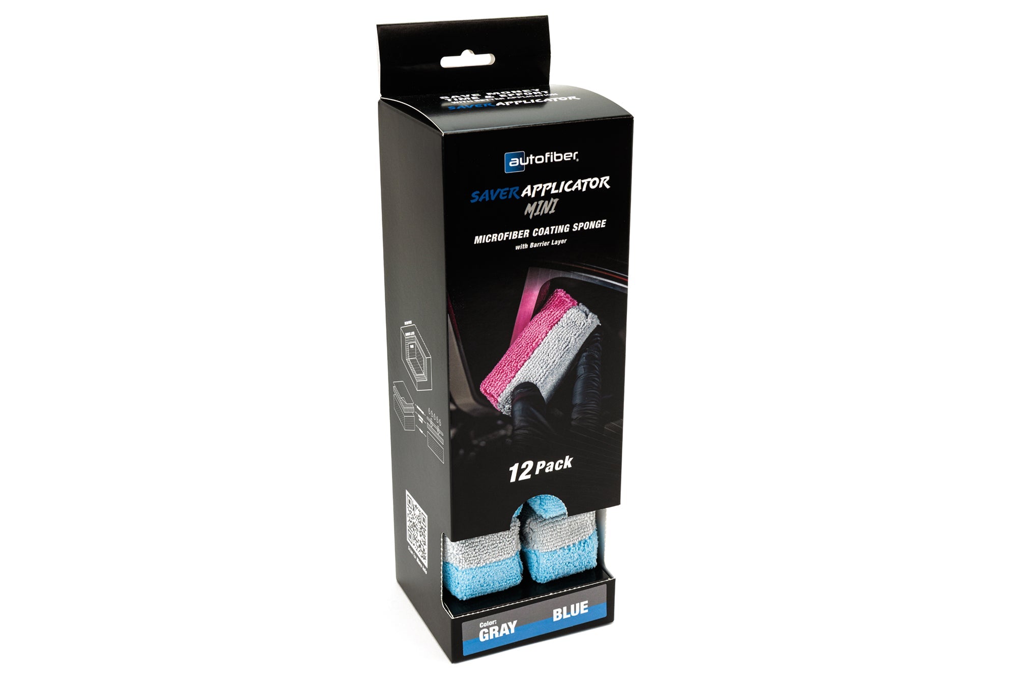 Mini [Saver Applicator Terry] Microfiber Coating Applicator Sponge with Plastic Barrier  - 12 pack