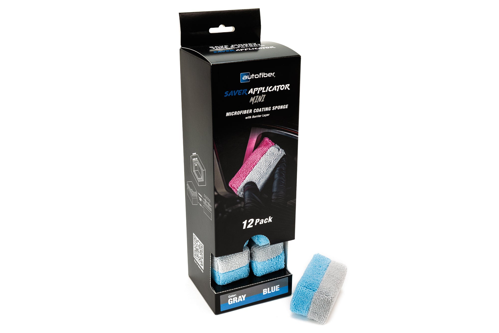 Mini [Saver Applicator Terry] Microfiber Coating Applicator Sponge with Plastic Barrier  - 12 pack