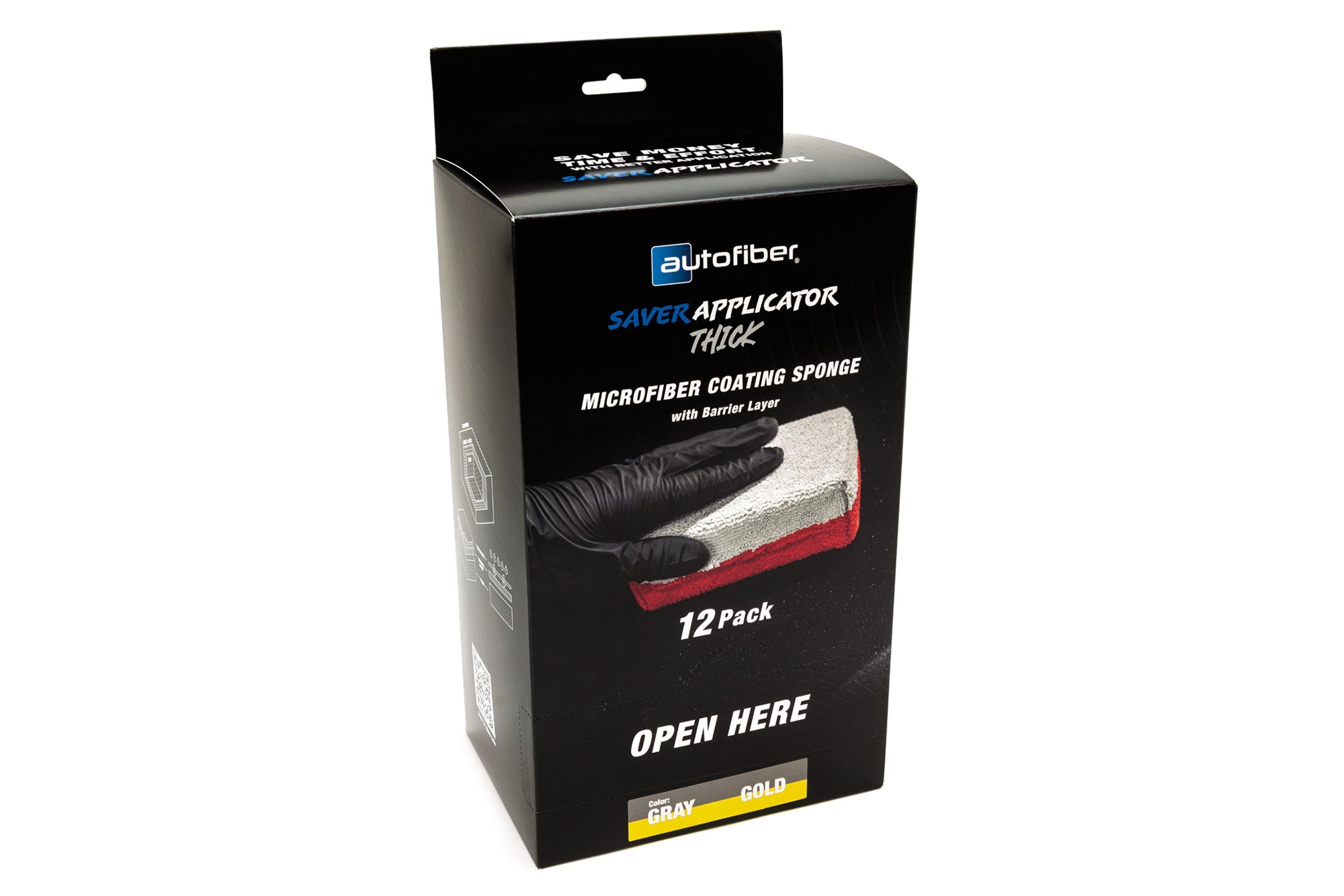 Thick [Saver Applicator Terry] Microfiber Coating Applicator Sponge with Plastic Barrier  - 12 pack