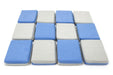 Autofiber Sponge Thin (5"x3"x0.75") [Saver Applicator Smooth] Microfiber Suede Applicator Sponge with Plastic Barrier - Blue & Gray - 12 pack