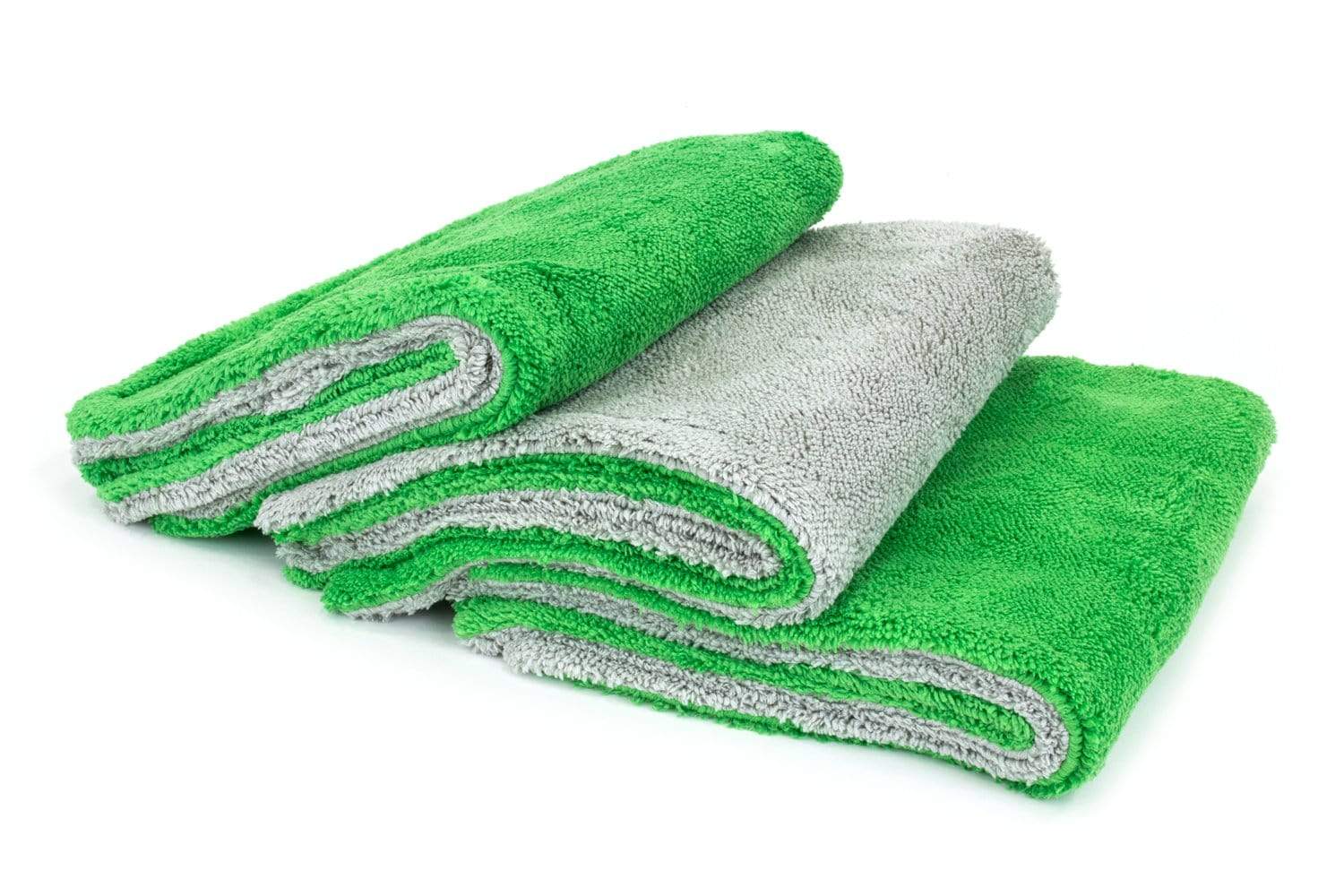 Autofiber Towel Green/Gray [Royal Plush] Double Pile Microfiber Detailing Towel (16 in. x 16 in., 700 gsm) - 3 pack