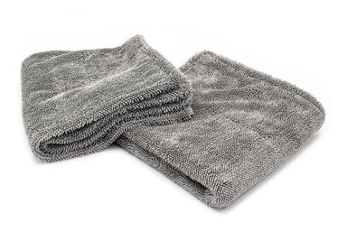 Autofiber Towel Gray Dreadnought Jr. - Microfiber Double Twist Pile Detailing Towel (16 in. x 16 in., 1100gsm) - 2 pack